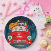 Corgi Hund Autofahren Auto Beängstigend Halloween Pappteller (Party)