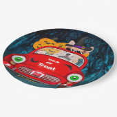 Corgi Hund Autofahren Auto Beängstigend Halloween Pappteller (Schrägansicht)