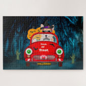 Corgi Hund Autofahren Auto Beängstigend Halloween Puzzle (Horizontal)