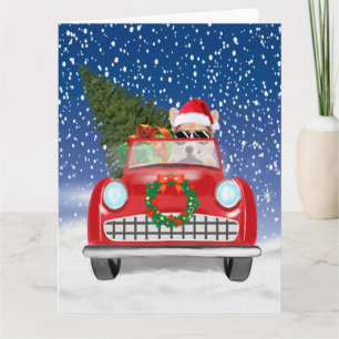 Corgi Hund Autofahren Auto in Schnee Weihnachten Karte