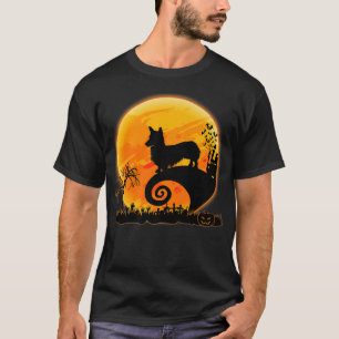 Corgi Hund Beängstigend und Mond Funny Halloween K T-Shirt