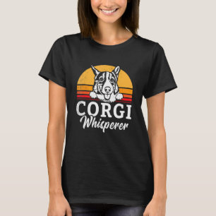 Corgi Hund coole Retro-Sonnenuntergangs-Flüsterer- T-Shirt