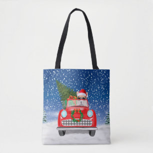 Corgi-Hund fährt Auto im Schnee Weihnachten Tasche