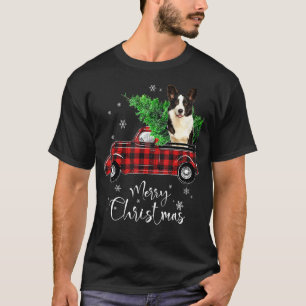 Corgi-Hund fährt roten Lastwagen Weihnachts-Pyjama T-Shirt