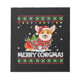 Corgi Hund Frohe Corgmas Santa Corgi hässlicher We Notizblock