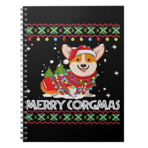 Corgi Hund Frohe Corgmas Santa Corgi hässliches We Notizblock