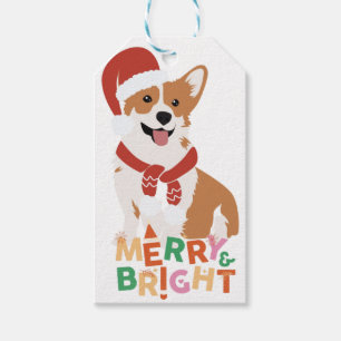 Corgi-Hund fröhliche strahlende Geschenk-Anhänger Geschenkanhänger