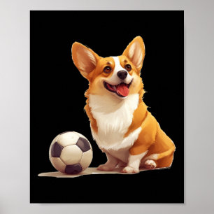 Corgi-Hund Fußball Ll Sportteam Tier Männer Frauen Poster
