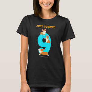 Corgi Hund Geburtstag 9 Jahre alt neun T-Shirt