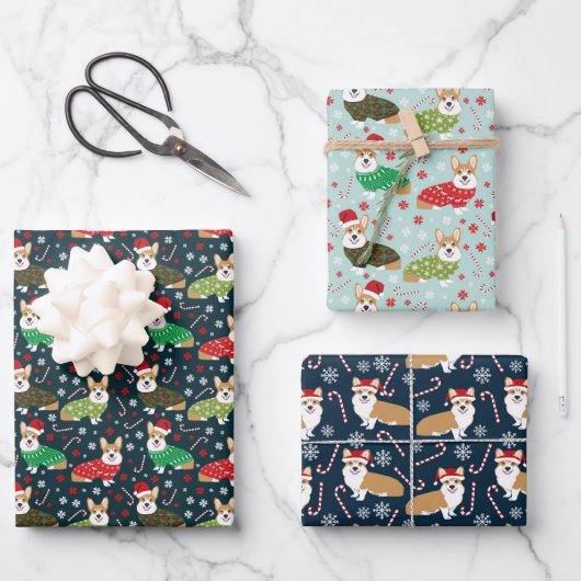 Corgi-Hund Geschenkpapier Set (Vorderseite)