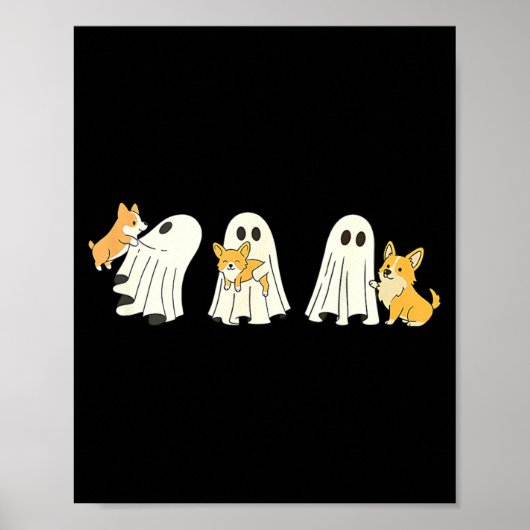 Corgi-Hund Halloween-Geist Poster (Vorne)