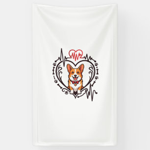 Corgi-Hund Herz Herzschlag Ekg Fliege Pfoten Banner