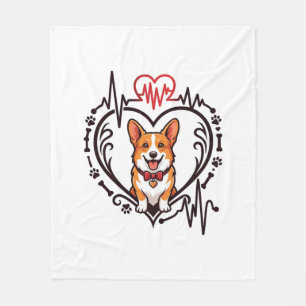 Corgi Hund Herz Herzschlag Ekg Fliege Pfoten Fleecedecke