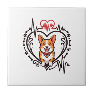 Corgi Hund Herz Herzschlag Ekg Fliege Pfoten Fliese