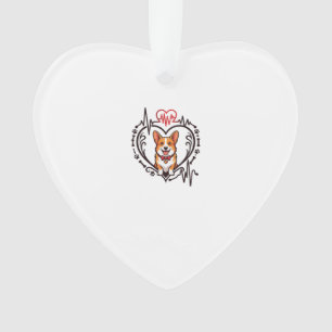 Corgi Hund Herz Herzschlag Ekg Fliege Pfoten Ornament
