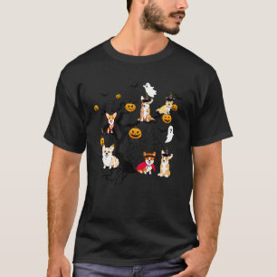 Corgi-Hund Hexe Gruseliger Baum Halloween-Kostüm H T-Shirt