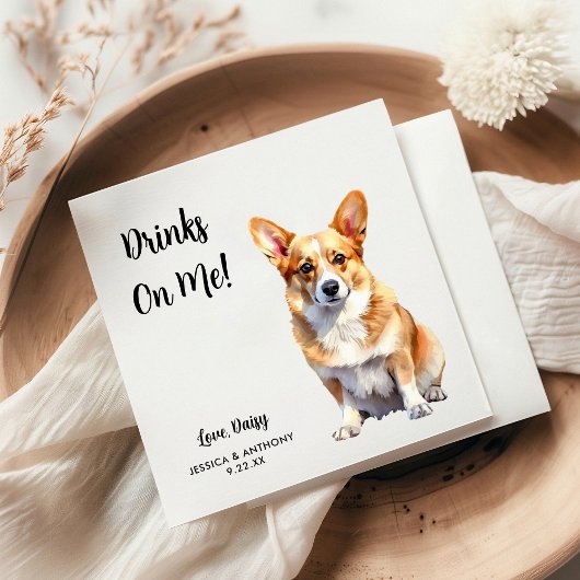 Corgi-Hund-Hochzeit Serviette