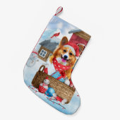 Corgi Hund im Schnee Weihnachtshundehaus Kleiner Weihnachtsstrumpf (Vorderansicht (hängend))
