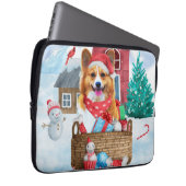 Corgi Hund im Schnee Weihnachtshundehaus Laptopschutzhülle (Vorne Rechts)