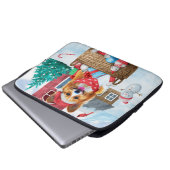 Corgi Hund im Schnee Weihnachtshundehaus Laptopschutzhülle (Vorne Knopf)