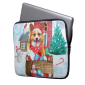 Corgi Hund im Schnee Weihnachtshundehaus Laptopschutzhülle (Vorderseite Links)