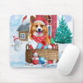 Corgi Hund im Schnee Weihnachtshundehaus Mousepad (Mit Mouse)