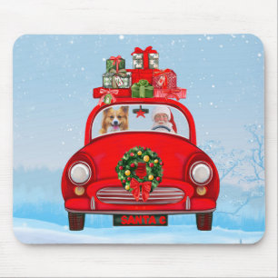 Corgi Hund in Auto mit dem Weihnachtsmann Mousepad