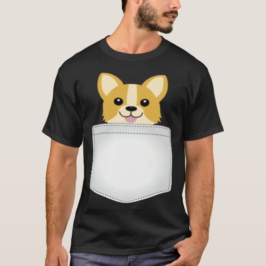 Corgi-Hund in Brusttasche T-Shirt (Vorderseite)