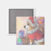 Corgi Hund in der Kostüme des Weihnachtsmannes Magnet (Vorderseite/Rückseite)