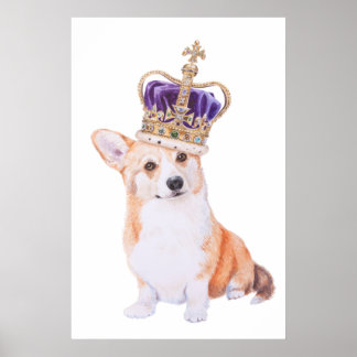 Corgi-Hund in der Krone Poster