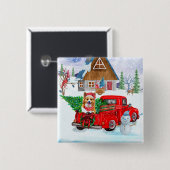 Corgi Hund in der Weihnachtslieferung LKW Schnee Button (Vorne & Hinten)