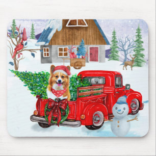 Corgi Hund in der Weihnachtslieferung LKW Schnee Mousepad