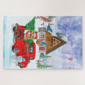 Corgi Hund in der Weihnachtslieferung LKW Schnee Puzzle (Horizontal)
