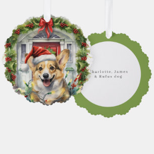 Corgi Hund in der Weihnachtsmannmütze Weihnachten  Ornament Karte