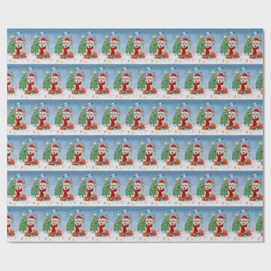 Corgi Hund in Schnee mit Weihnachtsgeschenken Geschenkpapier (Flach)