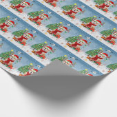 Corgi Hund in Schnee mit Weihnachtsgeschenken Geschenkpapier (Ecke)