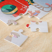 Corgi Hund in Schnee mit Weihnachtsgeschenken Puzzle (Seite)