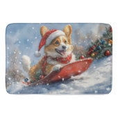 Corgi Hund in Sledge Let it Snow Weihnachten Badematte (Vorderseite)