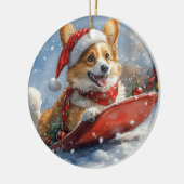 Corgi Hund in Sledge Let it Snow Weihnachten Keramik Ornament (Links)