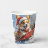Corgi Hund in Sledge Let it Snow Weihnachten Pappbecher (Rückseite)