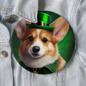 Corgi-Hund in St. Patrick's Day-Kleidung Button (Beispiel)