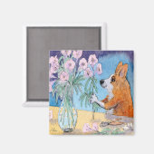 Corgi Hund Kühlschrankmagnet, Corgi Blume arrangie Magnet (Vorderseite/Rückseite)