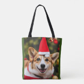 Corgi Hund lächelt Weihnachtsspass Tasche (Rückseite)