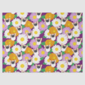 Corgi Hund mit Blume Lila Gemustert Seidenpapier (Vorderseite)