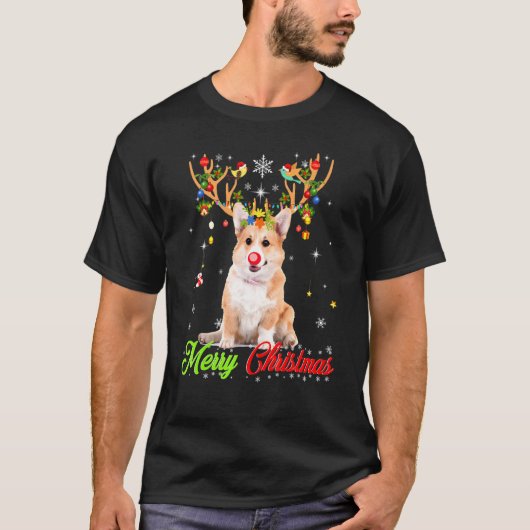Corgi-Hund mit Geweih Frohe Weihnachten Tee Xmas (Vorderseite)