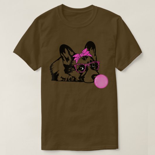 Corgi Hund mit Kaugummi-Bandana-Brille T-Shirt (Design vorne)