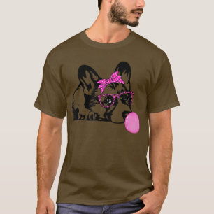 Corgi Hund mit Kaugummi-Bandana-Brille T-Shirt