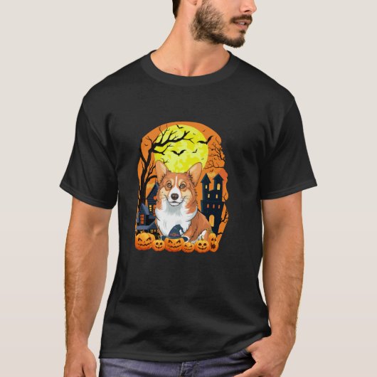 Corgi Hund mit Pumpkins Funny Beängstigend Hallowe T-Shirt (Vorderseite)