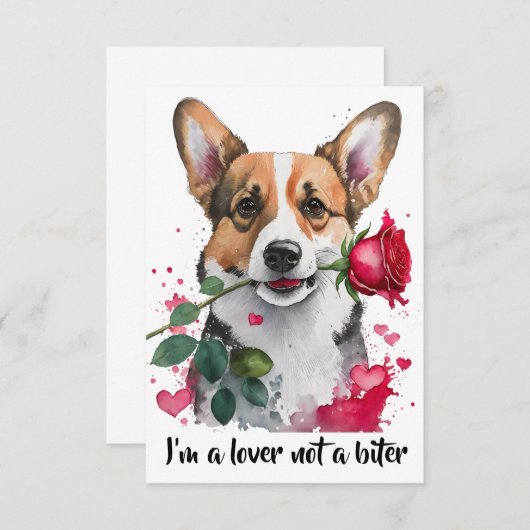 Corgi-Hund mit Rose Note Card Dankeskarte (Vorne/Hinten)