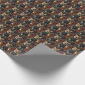 Corgi Hund mit Weihnachtsgeschenken Feuerplatz Geschenkpapier (Ecke)